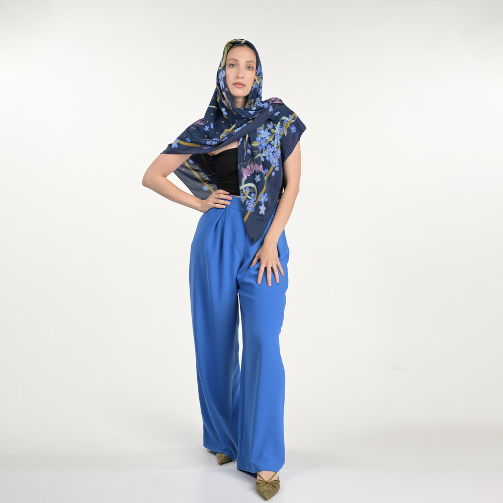 
                      
                        Dark Forget Me Not Silk Scarf
                      
                    