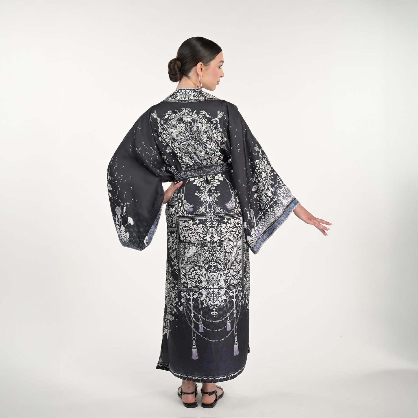 Tree Of Life Silk Robe In Black