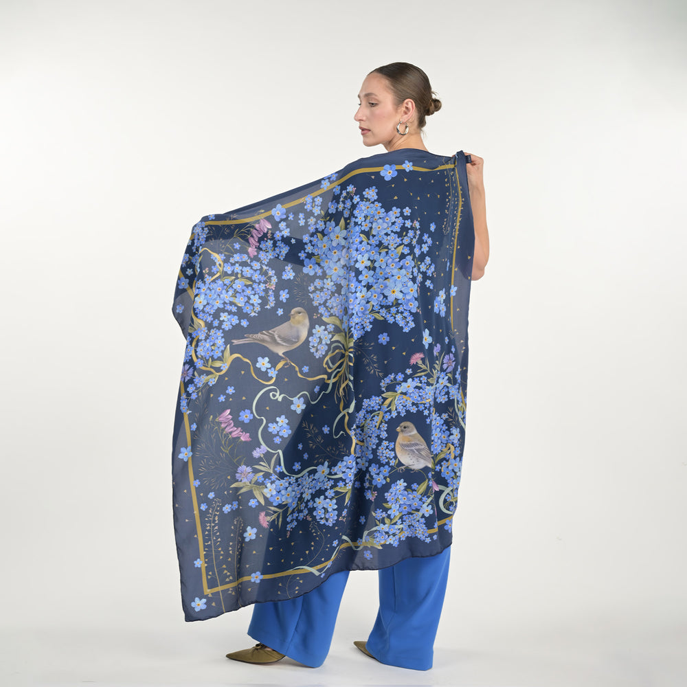 
                      
                        Dark Forget Me Not Silk Scarf
                      
                    