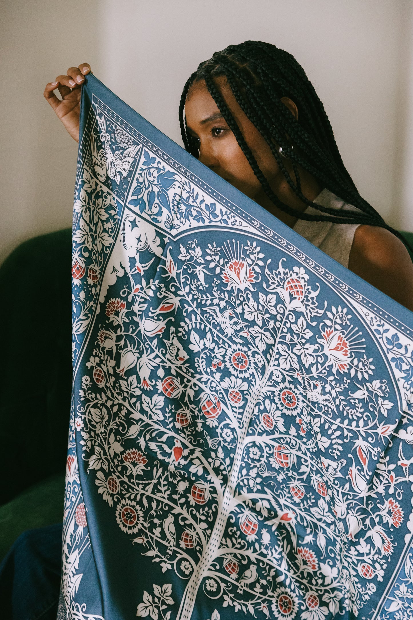 Tree of Life Scarf in Blue