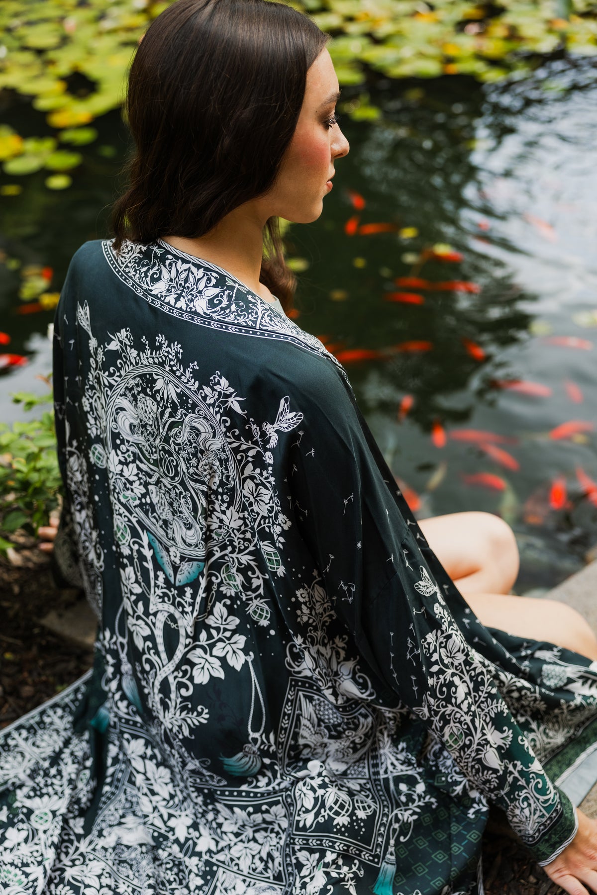 Soul Robe Tree Of Life Silk Robe In Green – Silk & Soul