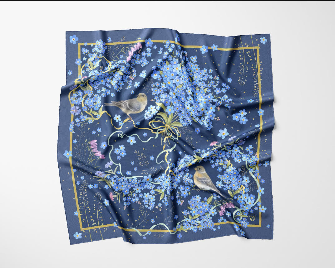 Forget Me Not Silk Scarf